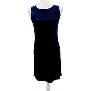Vintage Uniform John Paul Richard Navy Velvet Sleeveless Mini Shift Dress Small